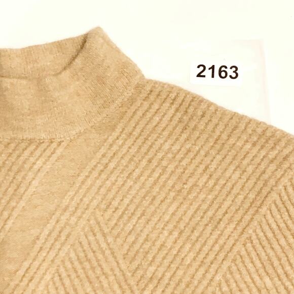 Rafaella Womens Sweater Size Large Mock Neck Some Wool Camel Tan and Black Trim - Picture 10 of 10